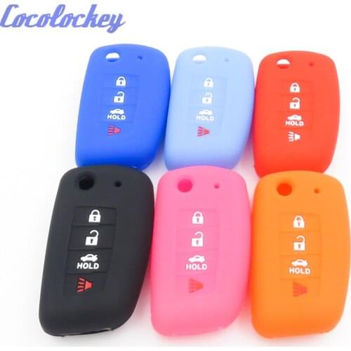 Cocolockey 4 Buttons Silicone Key Cover Fob Case Flip Shell for Nissan Qashqai X-trail Folding Remote Key 3Buttons Skin Jacket