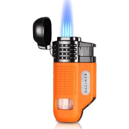 Galiner Portable Butane Cigar Lighter Gas Windproof Plastic Metal Jet 4 Flame Torch Lighter Outdoor Smoking Cigarette Lighter