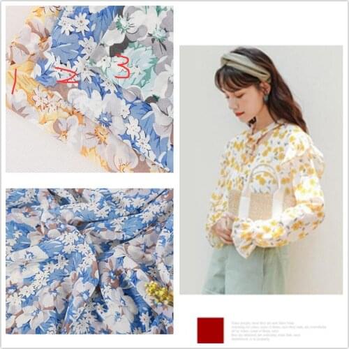 Summer casual dress fashion printing fabric digital printing Chiffon bead polyester plain polyester fabric