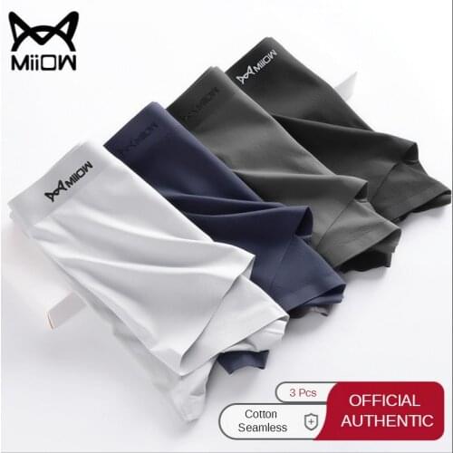 MiiOW Mens Seamless Underwear Anti-mite Graphene Antibacterial Cotton Boxers Breathable Thin Mens Boxer Shorts In Summer