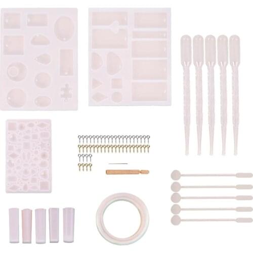 69Pcs Pendant Casting Tools Set Silicone Molds Screw Eye Pins Twist Drill Dropper Spoon DIY Necklace Bracelet Jewelry Making