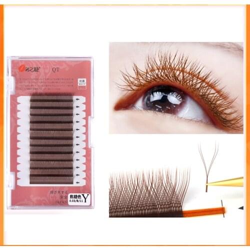 YY shape eyelash extention premium mink soft light natural eyelashes extension makeup mesh net cross false eyelash individual