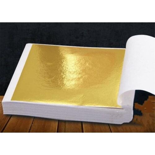 New 100sets/lot 9x9cm 100 Sheets Practical K Pure Shiny Gold Leaf for Gilding Funiture Lines Wall Crafts Handicrafts