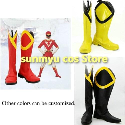 Choujin Sentai Jetman Red Hawk Yellow Black boots Shoes Cosplay Custom Size Halloween