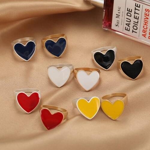 Wholesale Jewelry New Colorful Ring for Women Glossy Dripping Love Heart Rings Peach Heart Ring Exquisite Wild Trend Jewelry