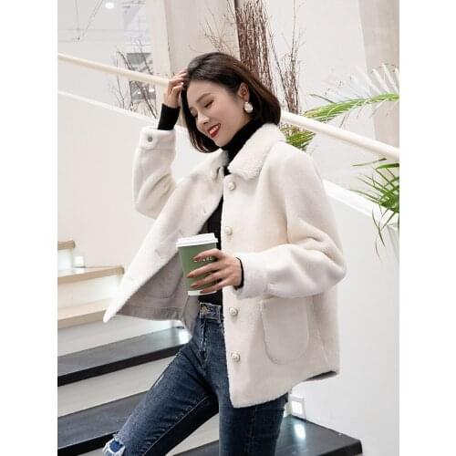 Real Fur Coat Female Sheep Shearling Jacket Winter Coat Women Real Wool Coats Korean Short Jacket Manteau Femme MY4582