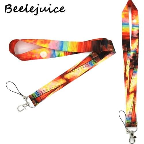 Sailing Sun Sunset Neck Keychain Necklace Webbings Ribbons Anime Cartoon Neck Strap Lanyard ID badge Holder Keychain Lanyards