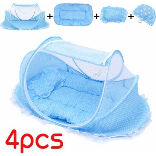 Portable Baby Mosquito Nets Bed Folding Baby Bedding Crib Netting Mattress Pillow Suit Music Bag For Children Tent Cradle Bed