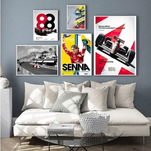 Ayrton Senna F1 Formula Mclaren World Champion Racing Car Posters Prints Wall Art Canvas Picture Painting For Living Room Decor
