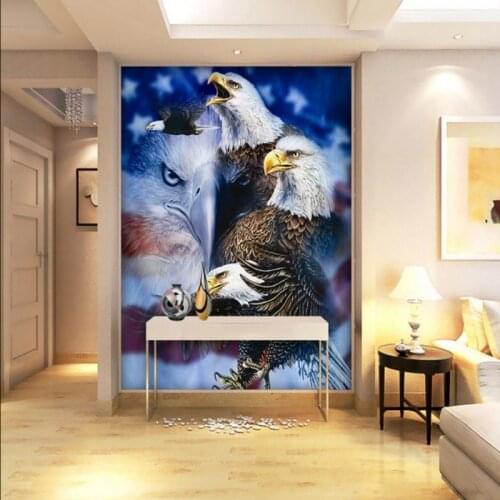Drop Shipping Custom 3D Photo Wallpaper 3D Stereo Wallpaper American Eagle Oil Painting Living Room Wallpaper Lobby Studio Mural