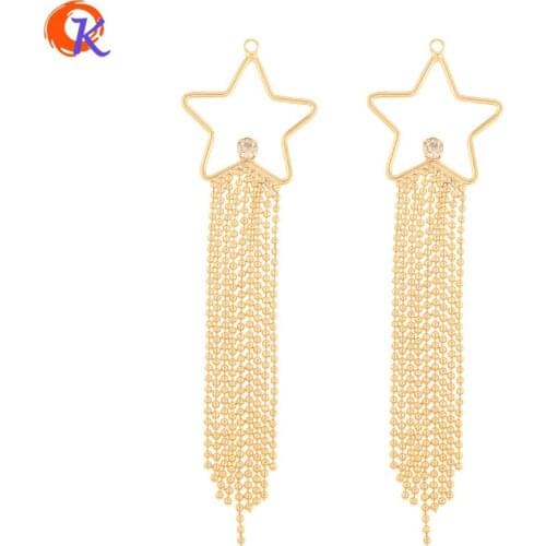 Cordial Design 10Pcs 20*74MM Jewelry Accessories/Hand Made/Star Shape/Genuine Gold Plating/DIY Making/Earring Findings/CZ Charms