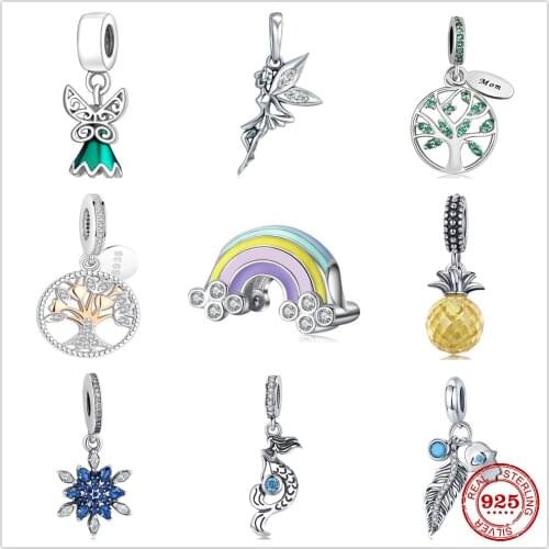 925 Sterling Silver Beads elves world tree rainbow pineapple Fit Original Pandora charms silver 925 Bracelets DIY Jewelry