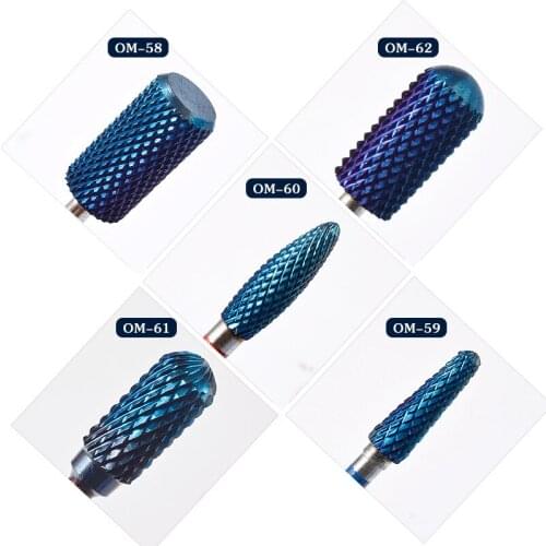 Blue Tungsten Milling Cutter Nail Cutter Drill Bit Electric Manicure Pedicure Drill Bit Machine Filing Nail Art Tool Equipment