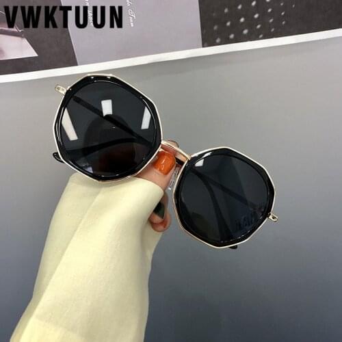 VWKTUUN Metal Sunglasses Women Vintage Oversized Sunglasses Round Shades Irregular Frame Points UV400 Female Driving Eyewear