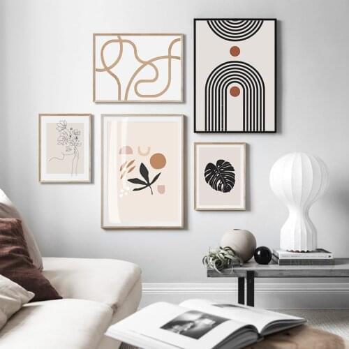 Trendy Beige Abstract Poster Boho Geometric Canvas Painting Print Wall Art Picture Bedroom Interior Home Decor NO FRAME