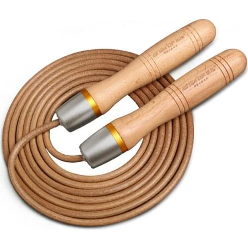 Universal Metal Bearing Adjustable Wooden Handle Adult Faux Leather Jump Rope Fitness Equipment Exercise Workout Training