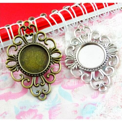 15pcs 18mm Inner Size 53*37MM Outer Size Vintage Antique Silver Plated Antique Bronze Cabochon Base Setting Bracelet Connector