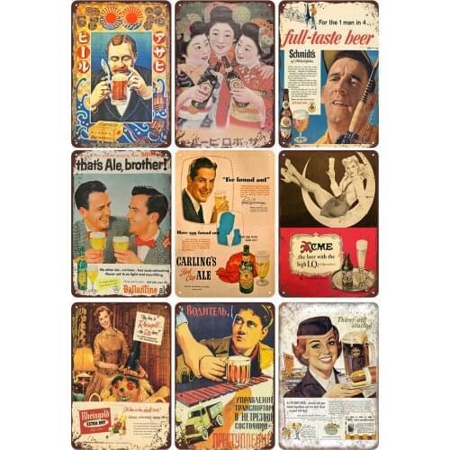 Japan Sapporo Beer Vintage Metal Plate Full-Taste Beer for Tiki Bar Pub Decorative Shabby Chic Decor Classic Tin Wall Painting