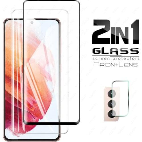 2 in 1 Tempered Glass on For Samsung Galaxy S21 5g Screen Protectors Camera Lens Film Phone For Samsung Galaxy S 21 G991