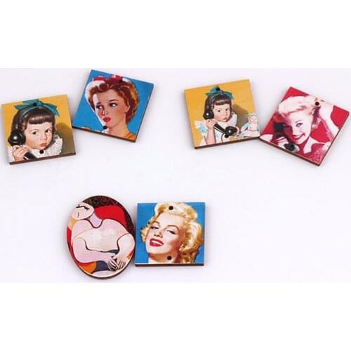 10pcs Handmade Accessories Earrings Jewelry Earring Oilpaintingportraits Earrings Renaissancepaintings Oval Wooden for Women