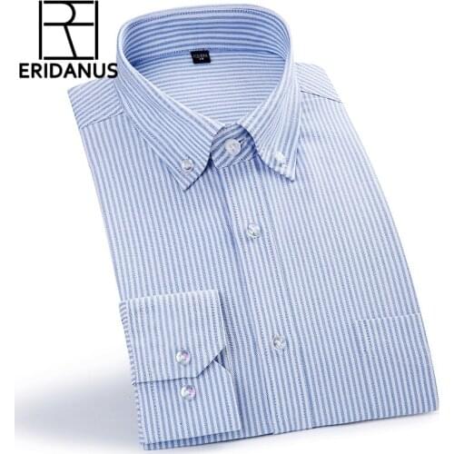 2017 Classic Striped Oxford Men Dress Shirts High Quality 100% Cotton Shirts New Long Sleeve Casual Mens Brand Clothing M603