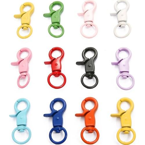 4PCS/Lot 23x44mm Color Painted Keyring Charms Buckle Lobster Lock DIY Chain Handmade Decoration Jewelry Accessories Wholesale