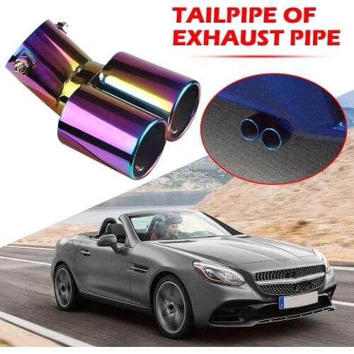 Car Tailpipe Bolt-on Dual Exhaust Tip Straight Cut Bent Exhaust Automotive Muffler Tail Pipe Tip Cover 2.5 Inch ID Inlet