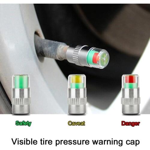 4Pcs Car Auto Tire Pressure Monitor Tyre Gage Alert Sensor Indicator Valve Caps