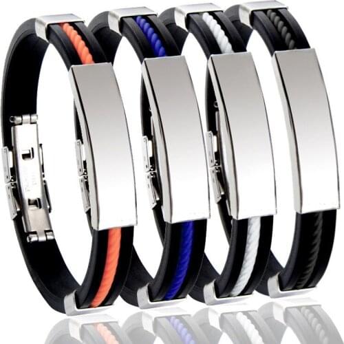 Hot Sale Fashion Silicone Stainless Steel Bracelet Couple Lovers Women Bracelets & Bangles Gifts Men Jewelry