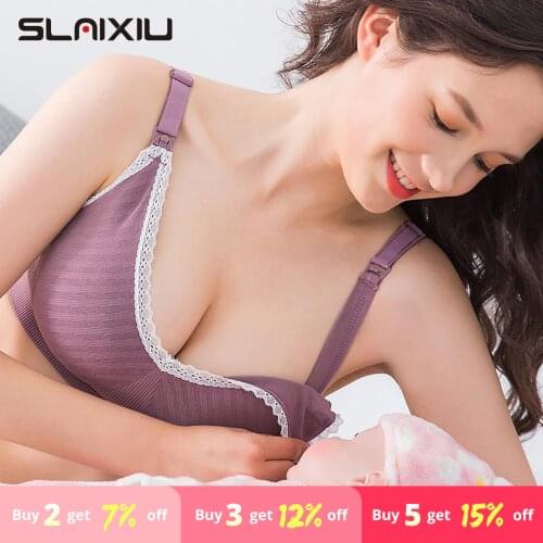 NEW Maternity Nursing Bra Breastfeeding Bra Pregnancy Clothes Front button lace trim underwear Feeding Bra For pregnant women