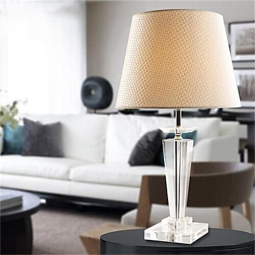European crystal table lamp bedside bedroom desk lamp luxurious K9 crystal living room cloth lamp
