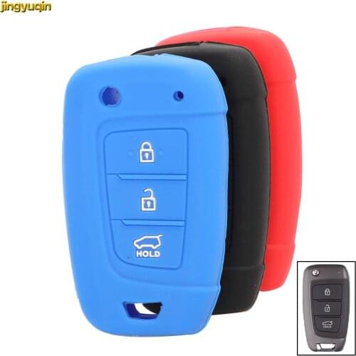 Jingyuqin 30pcs Remote Car Key Silicone Case Cover For Hyundai Kona Elantra Solaris 2017 Santa Fe Tucson Verna i35 i40 Genesis F