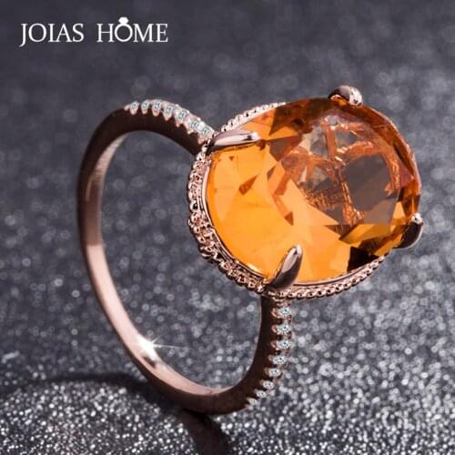 JoiasHome925 Rose Gold Sterling Silver Ring Pigeon Egg Orange Zircon Three-Piece Classicparty Gift Wholesale