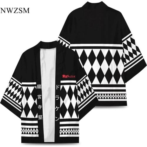 Anime Tokyo Revengers Cosplay Kimono Cardigan Summer Beach Sunscreen printing Loose Kimono Harajuku Short Sleeve cloak Drop Ship