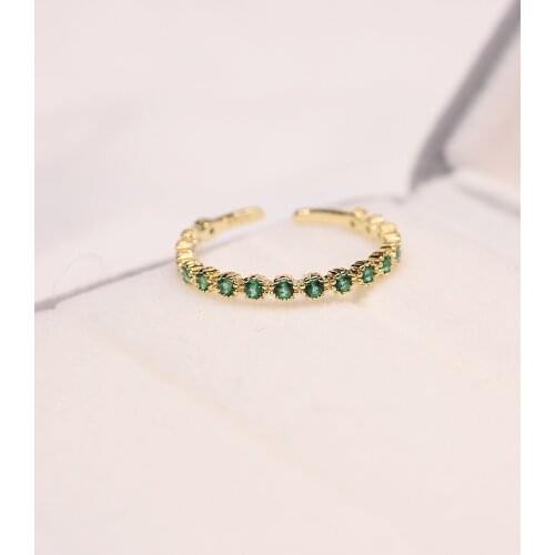 Thin Authentic S925 Sterling Silver Jewelry Stack Green Zircon aaa+ Knuckle rings TLJ1322