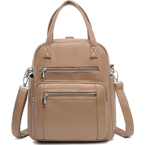 Multifunction Womens Mochila Feminina Soft Leather Backpack for Teenage Girls Shoulder Bags for Women 2020 Bagpack Sac A Dos