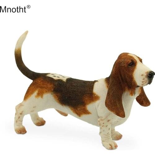 Mnotht 1/6 Basset Hound Simulation Dog Model Resin Sculpture Toy Decoration Automobile for Action Figure Gift Collection m3n