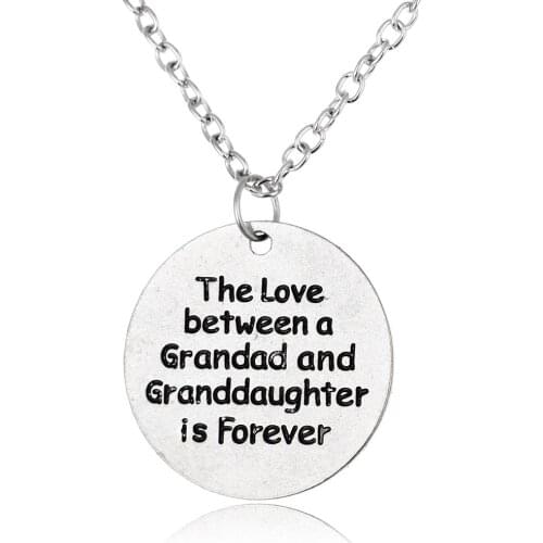 Fashion Love Between Granddad Granddaughter Silver Plated Pendent Necklace Family Party Grandpa Men Jewelry Choker