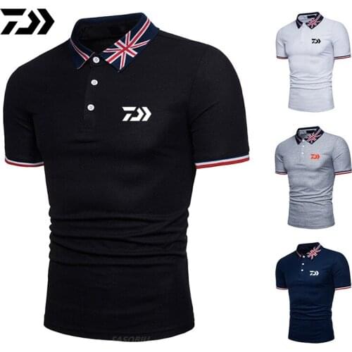 Daiwa Brand New Mens Outdoor Mountaineering Fishing Short Sleeve T-shirt Sport Leisure Fishing Lapel Short Sleeve Polo Shirt