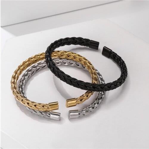 Trend Bracelet Mens Goth Stainless Steel Open Hand Chain High Quality Gold Color Vintage Punk Party Jewelry Men Bracelets