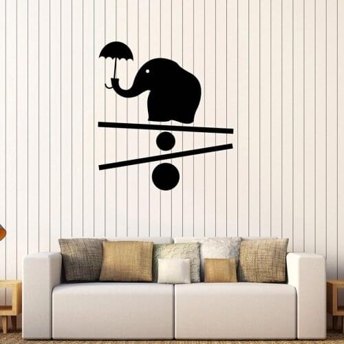 Baby Elephant Wall Decal Animal Child Room Nursery Play Zone Bedroom Home Decor Vinyl Glass Stickers Balance Art Mural S1451