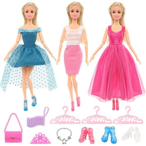 Newest Hot Sale 13 Doll Products= 3 Doll Dress +10 Dolls Accessoriese Our generation doll clothes For Barbie Game DIY Kids Toys