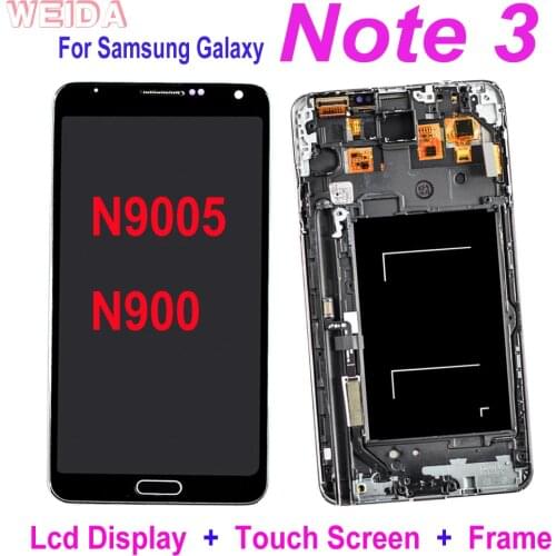 Original Super AMOLED for SAMSUNG Galaxy Note 3 N9005 N900 LCD Display Touch Screen Digitizer Assembly with Frame Replacement