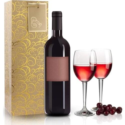 Wine Bags, Kraft Paper Wine Bag 10 Pcs Gift Wine Bags with Handles, Single Bottle Paper Wine Bag Bulk for Christmas, Party, Shop