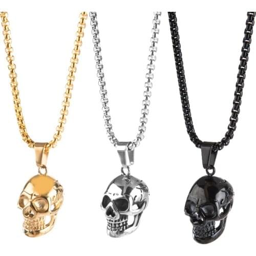 Punk Skull Pendant Necklaces For Women Men Gothic Hip Hop Skull Skeleton Clavicle Necklace Halloween Jewelry Gifts