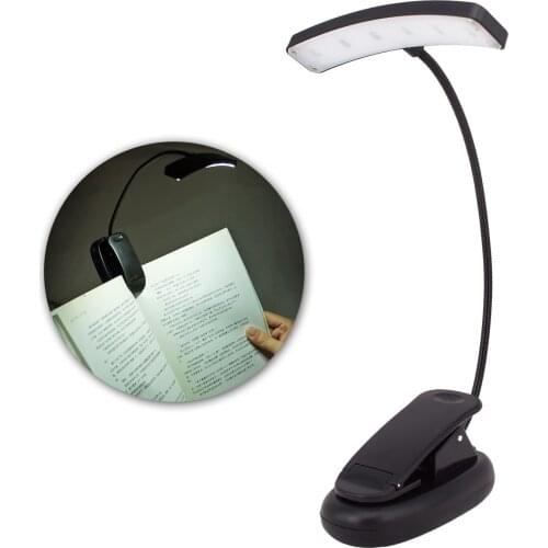Rechargeable 6 LED Book Lights Music Stand Light, 3 Levels Brightness - No Flicker, Fully Adjustable, Eye-Friendly for Readers