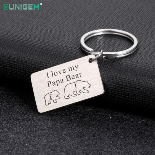 Fathers Day Gift Keychain Personalized Customized Initial Letter Key Chain Birthday Gifts for Dear Papa Daddy Hero Keyring