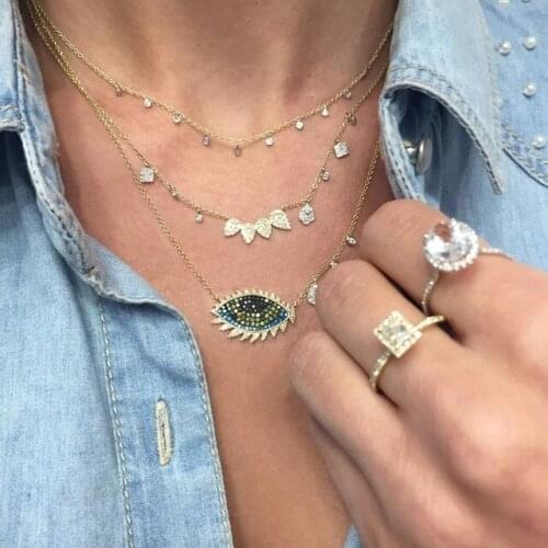 2021 Lucky Evil Eye Disco Charm Pendant Oval Cz Drop Gold Filled Women Sexy Elegance Gorgeous Turkish Evil Eye Necklace Jewelry