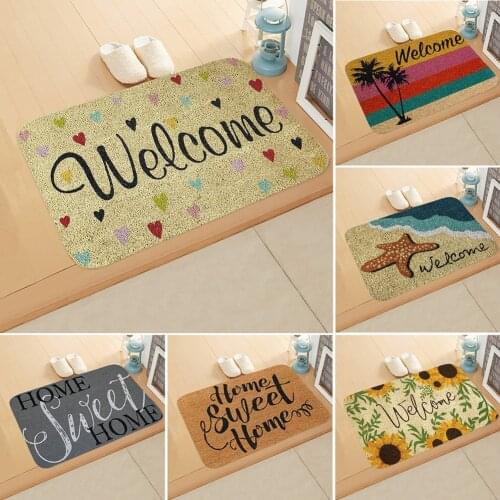 Welcome letter Print Doormats Rectangle Non-Slip Door Mat Bedroom Kitchen Entrance Print Floor Mat Doormats