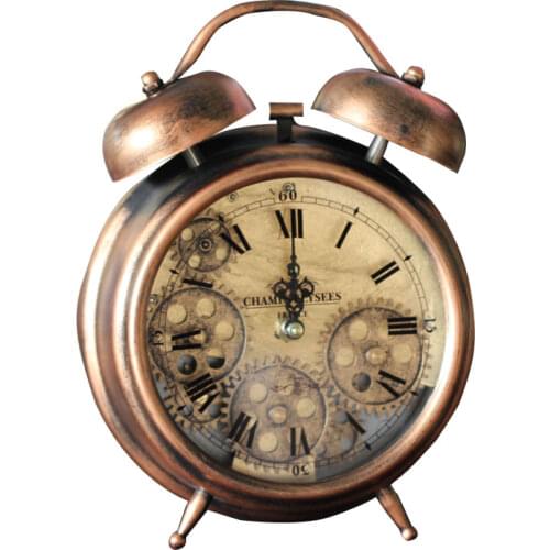 Luxury Retro Gear Mechanical Table Clock Living Room Clock Metal Silent Clocks Vintage Creative Gear Watch Antique Style Gift